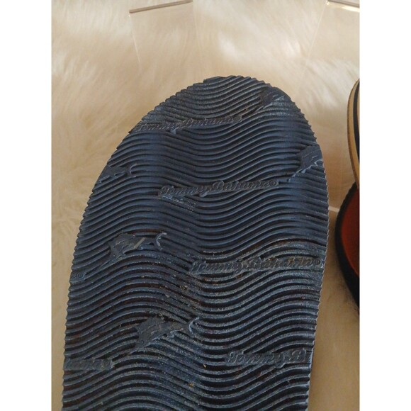 TOMMY BAHAMA KEHNAN MEN'S SIZE 9 NAVY/ORANGE CANVAS FLIP FLOPS - Picture 5 of 10